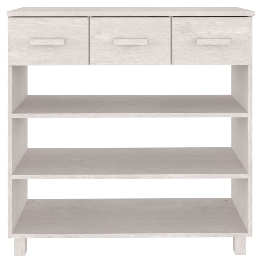 Mesa Consola Hamar Madera Maciza De Pino Blanco 90x35x90 Cm_3