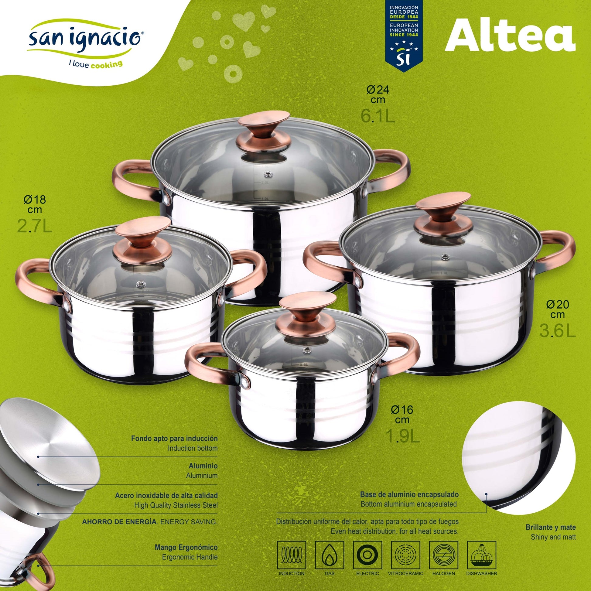 Set Bateria 8 Piezas Sip + Set 3 Sartenes Sip Moma 20/24/28_3