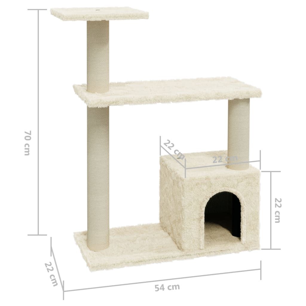 Vidaxl Rascador Para Gatos Con Postes De Sisal Crema 70 Cm_2