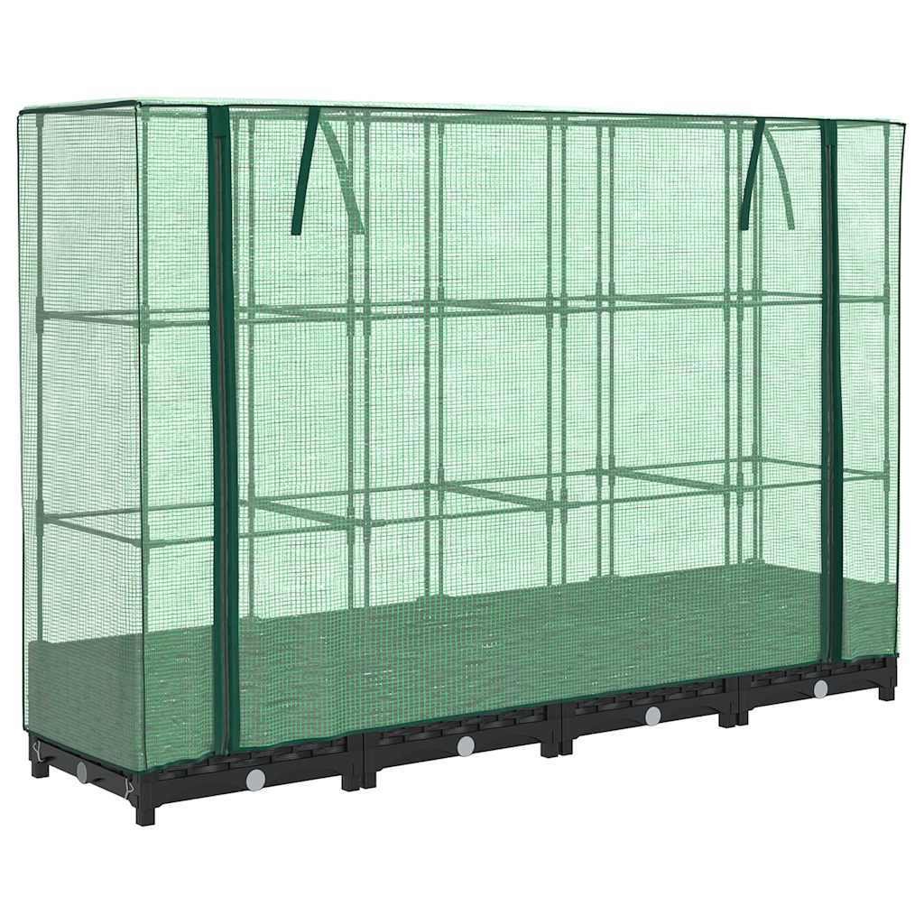 Jardinera Elevada Con Cubierta De Invernadero Aspecto Ratán 160x40x123 Cm_0