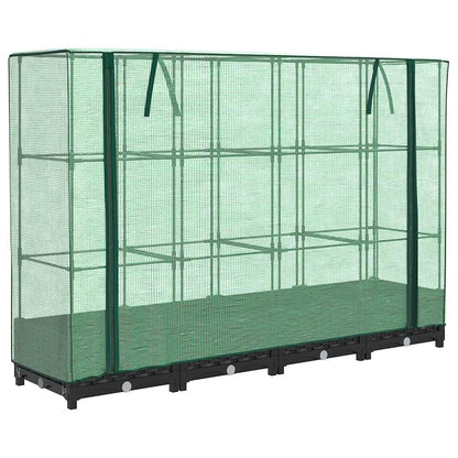 Jardinera Elevada Con Cubierta De Invernadero Aspecto Ratán 160x40x123 Cm_0