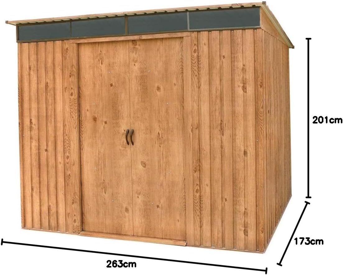 Duramax - Caseta Jardín - Top Shed Pentroof 8x6 - Metal - Color Imitación Madera_4