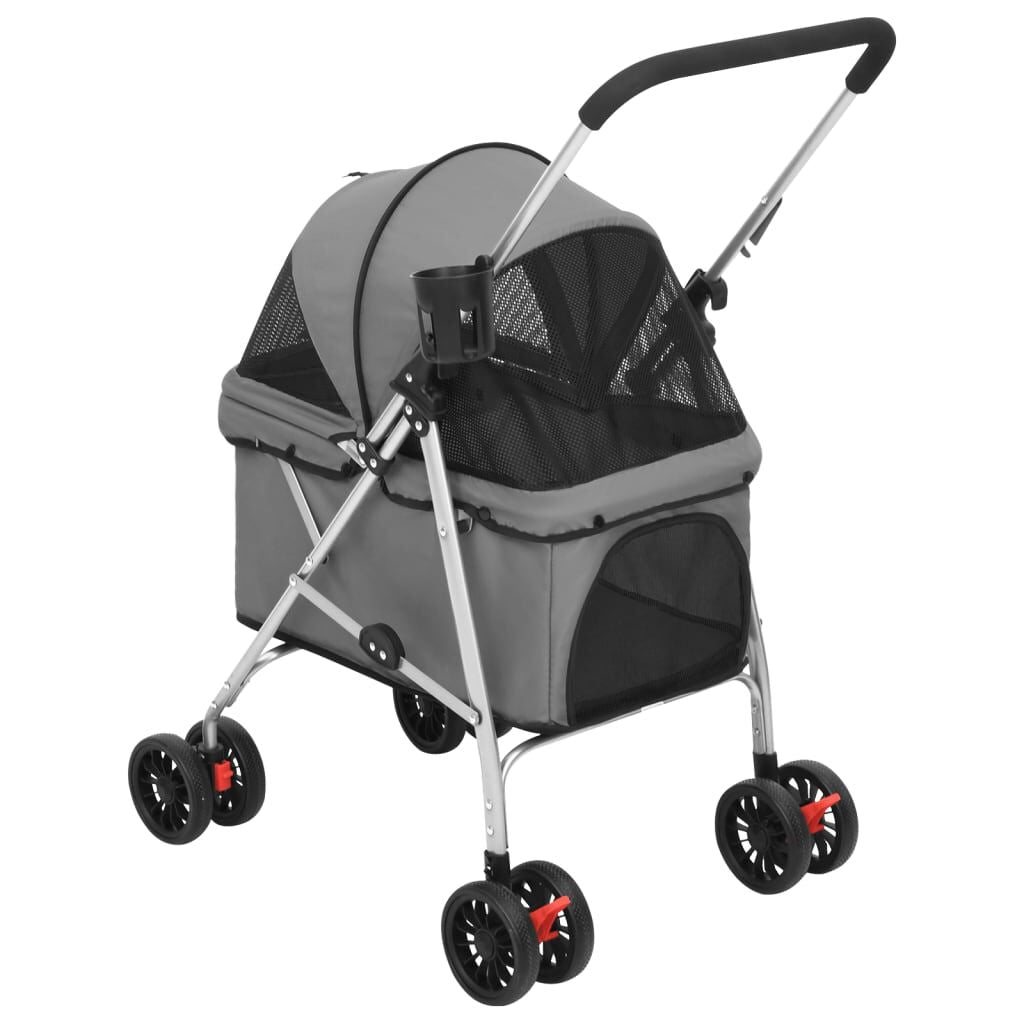 Vidaxl Cochecito Para Perros Plegable Tela Oxford Gris 76x50x100 Cm_3