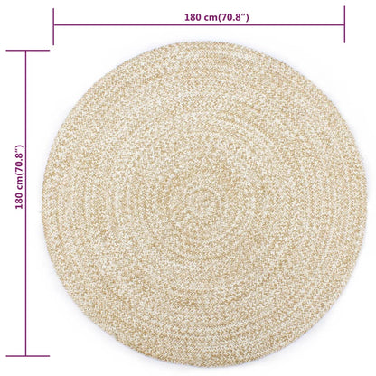 Alfombra Hecha A Mano De Yute Marrón Y Blanco 180 Cm / Vetonek_2