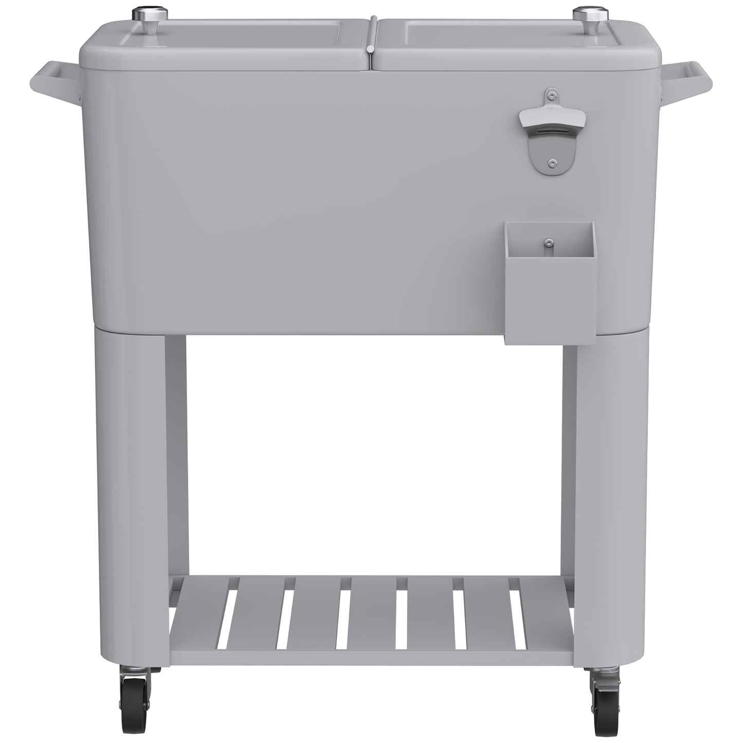 Outsunny Carrito Nevera De 76l Con Ruedas Estante Abrebotellas Asas Plateado_3