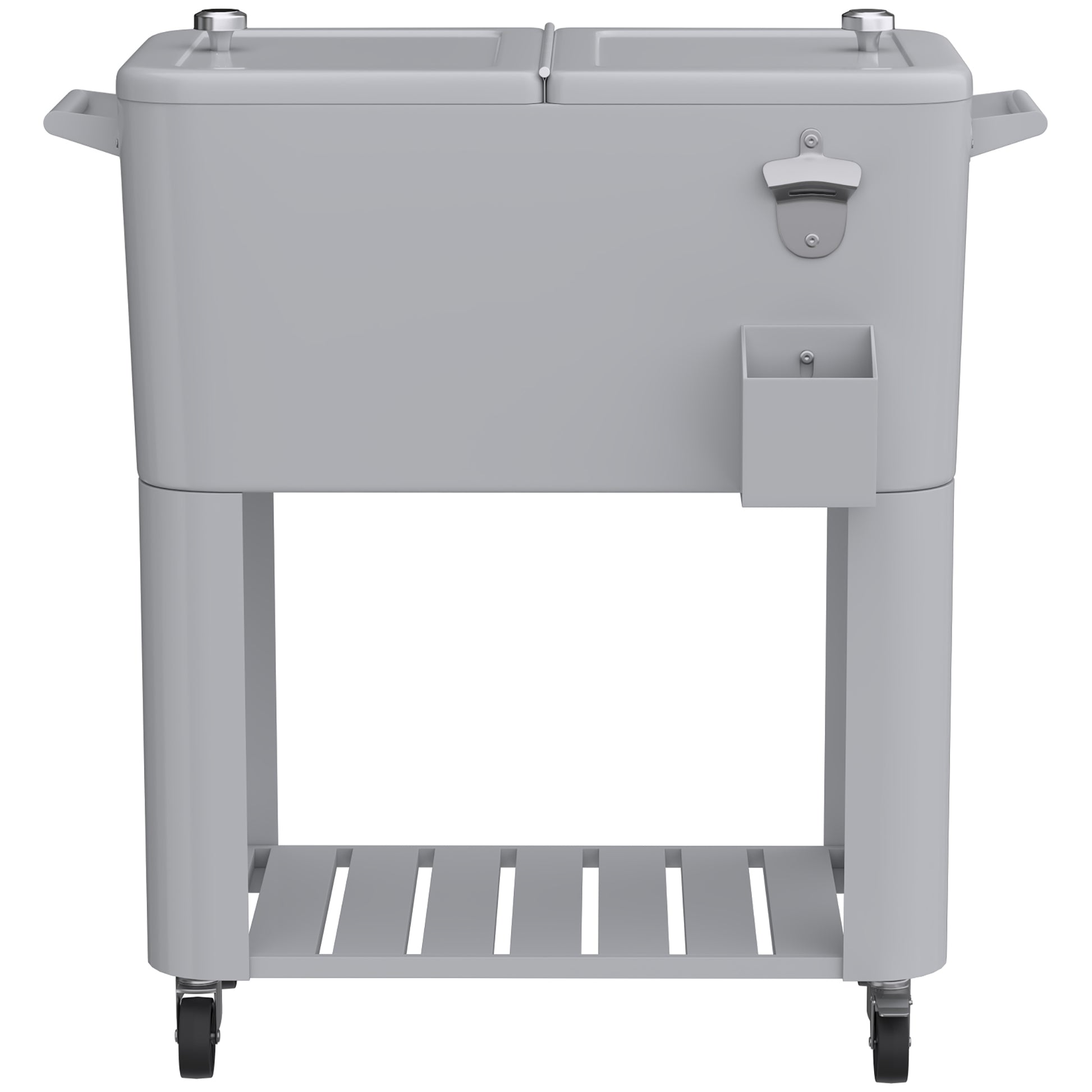Outsunny Carrito Nevera De 76l Con Ruedas Estante Abrebotellas Asas Plateado_3