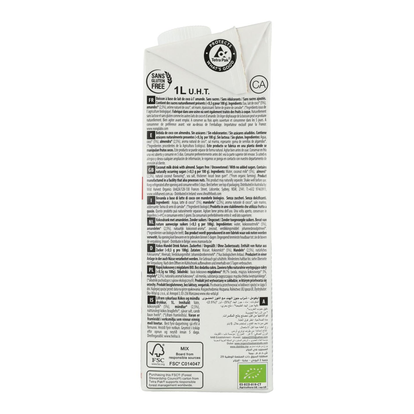 Bebida Coco y Almendra sin azúcar Ecomil 1L