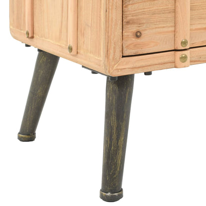 Mesita De Noche Madera Maciza De Abeto 50x35x57 Cm_4