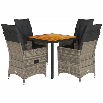 Set Comedor De Jardín 5 Piezas Con Cojines Ratán Sintético Gris / Vetonek_2
