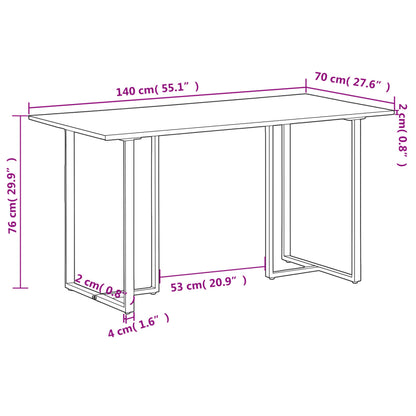 Mesa De Comedor De Madera Maciza De Mango Rugosa 140 Cm_4