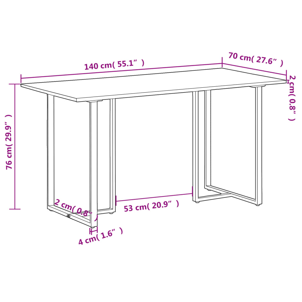Mesa De Comedor De Madera Maciza Reciclada 140 Cm._4