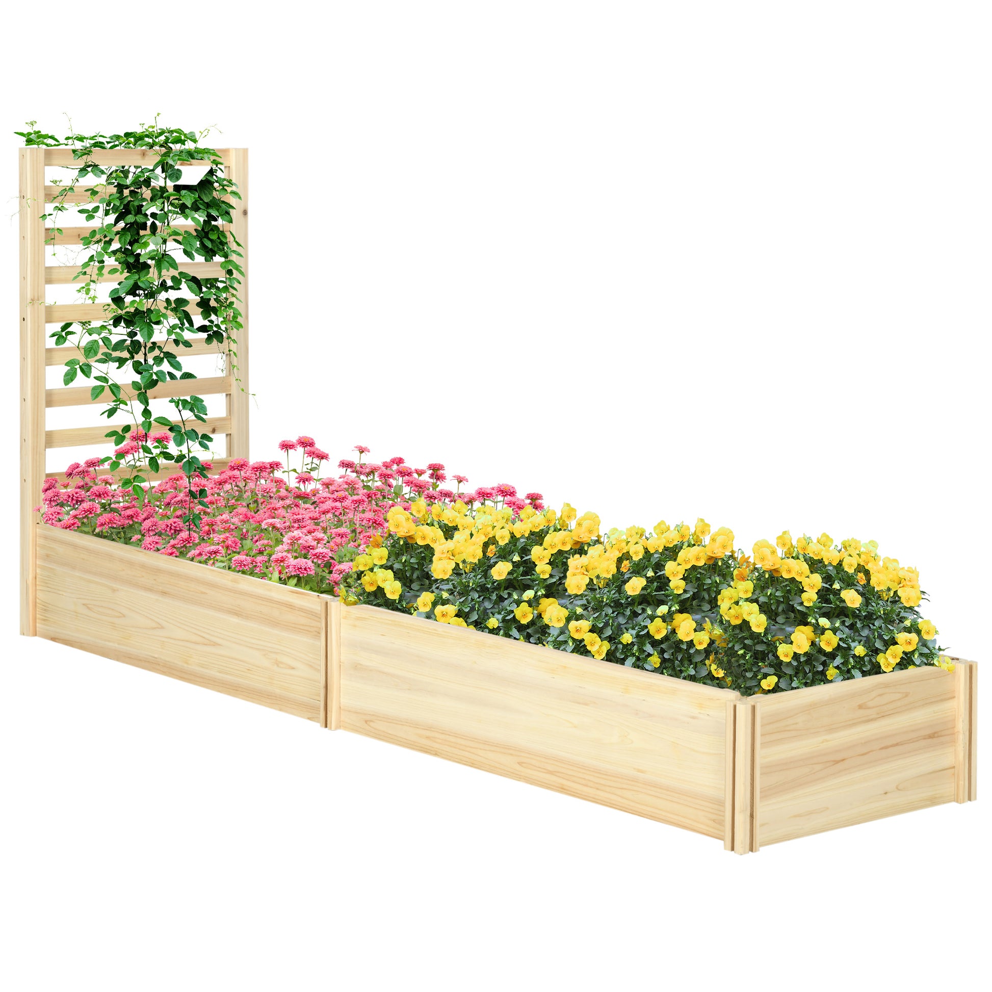 Outsunny Jardinera Con Celosía Para Plantas Trepadoras Y 2 Cajas De Cultivo_0
