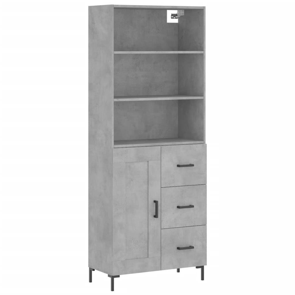 Aparador Alto Madera Contrachapada Gris Hormigón 69,5x34x180 Cm_1