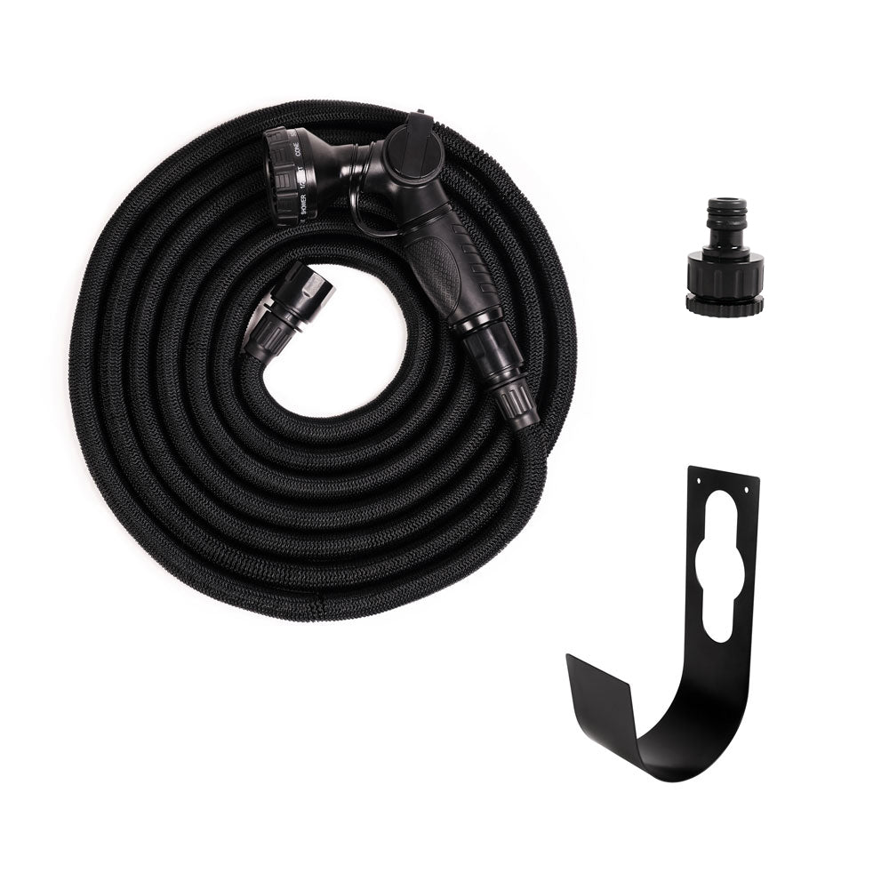 Manguera De Riego Deluxe - Set, Negro, 15 M, Tejido, Interior De Látex, Pistola De Metal_0