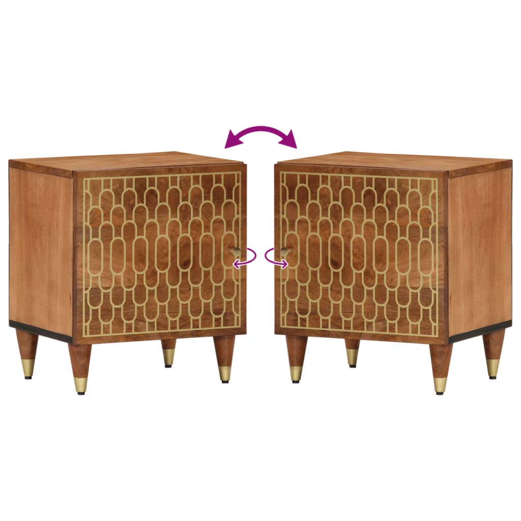 Mesita De Noche De Madera Maciza De Mango 40x33x46 Cm_4