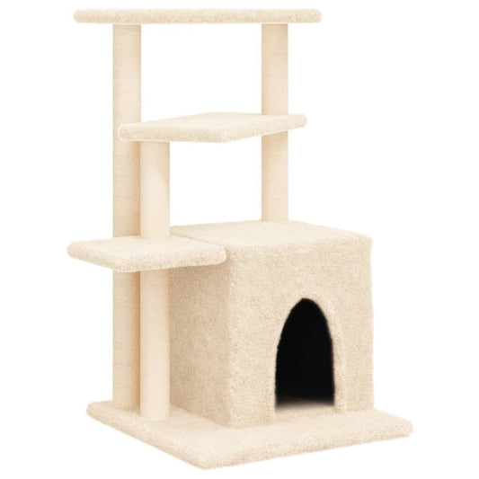 Vidaxl Rascador Para Gatos Con Postes De Sisal Color Crema 83,5 Cm_0