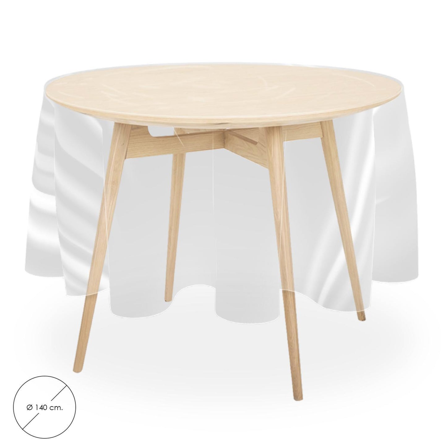 Mantel Hule Redondo Transparente Impermeable Antimanchas Pvc Ø 140 Cm. Uso Interior Y Exterior_0