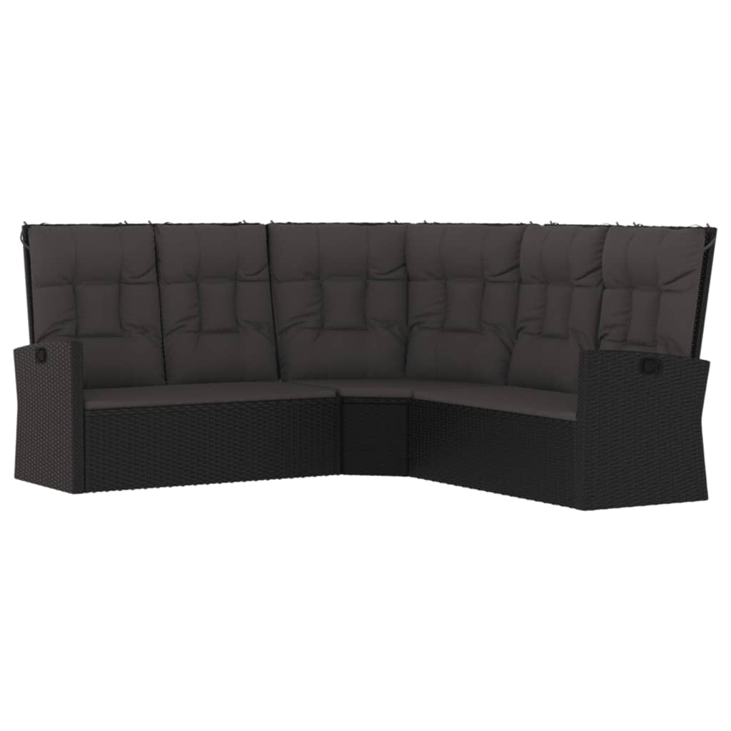 Vidaxl Sofá Esquinero Reclinable Con Cojines Ratán Sintético Negro_0