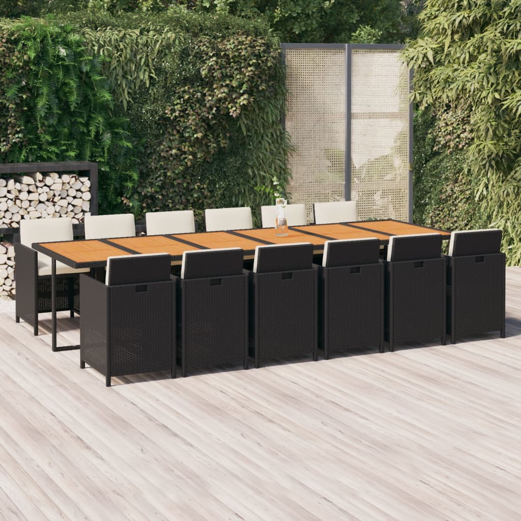 Vidaxl Juego Comedor Jardín 13 Pzas Con Cojines Ratán Sintético Negro_1