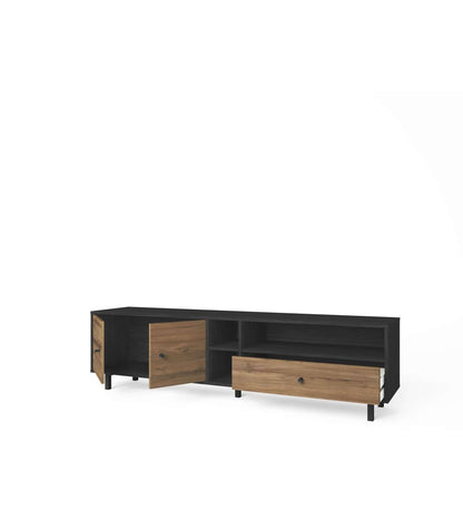 Mueble Para Televisión Modelo Rolan 2 Puertas 1 Cajón Acabado Nogal/bocamina, 180cm(anch_2