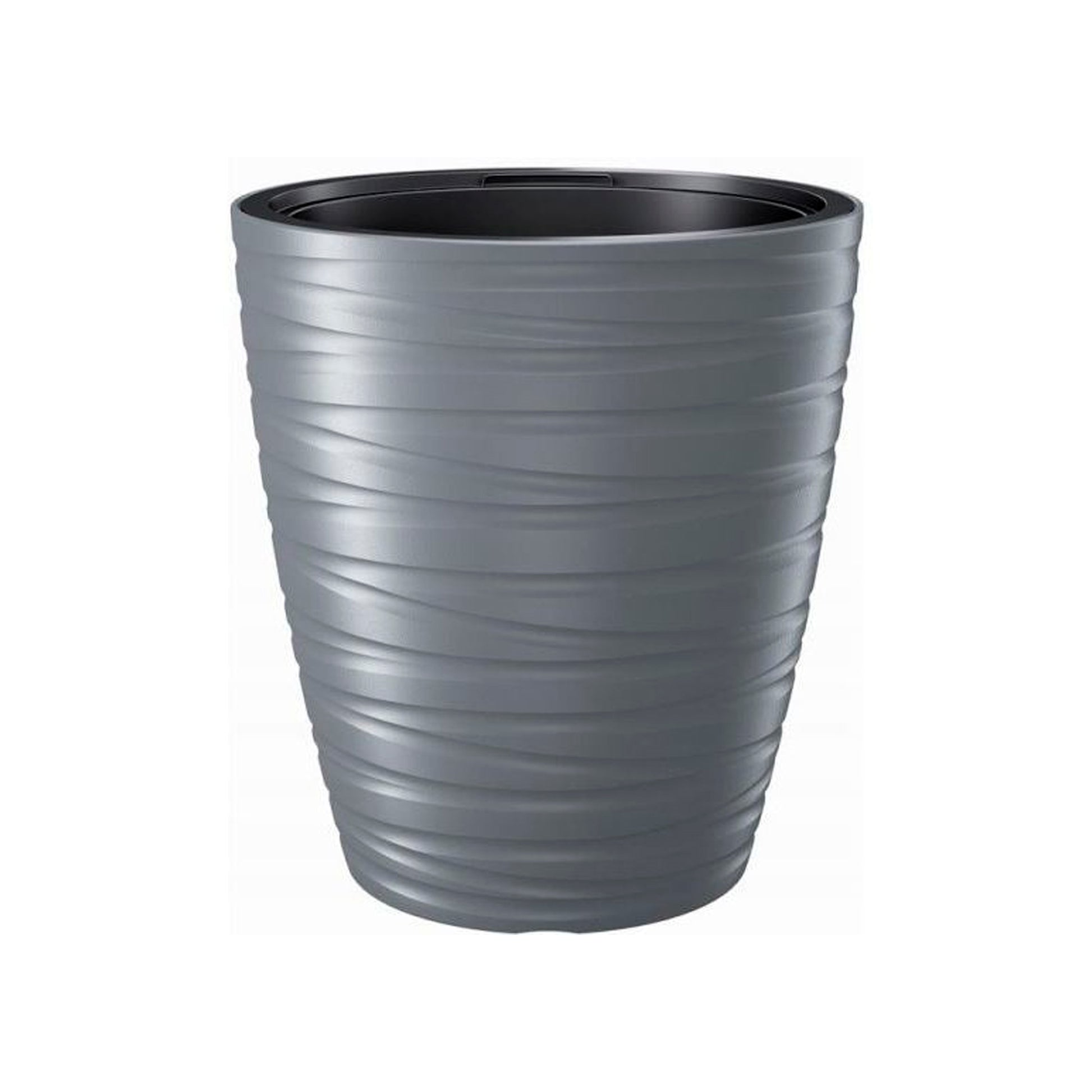 Maceta Con Deposito 16l Maze De Plastico En Color Gris Piedra 29,6 (largo) X 29,6 (ancho) X 32,9 (alto) Cm_0