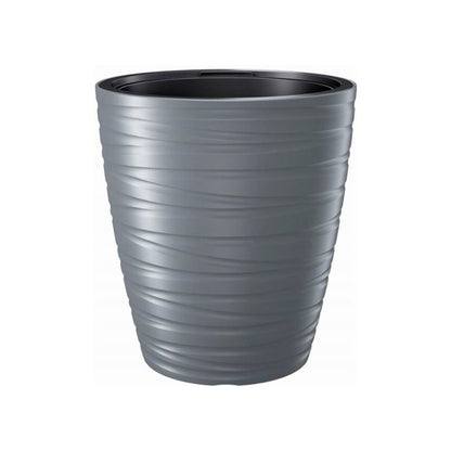 Maceta Con Deposito 16l Maze De Plastico En Color Gris Piedra 29,6 (largo) X 29,6 (ancho) X 32,9 (alto) Cm_0