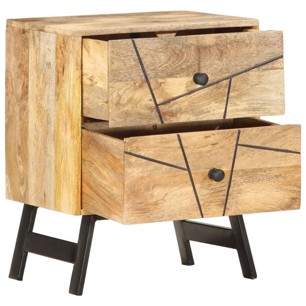 Mesita De Noche De Madera Maciza De Mango 40x30x50 Cm_1