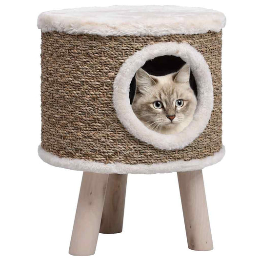Vidaxl Casa Para Gatos Con Patas De Madera 41 Cm Hierba Marina_0