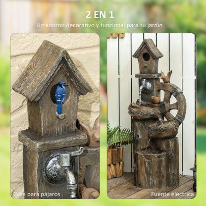 Outsunny Fuente De Agua Con Casita Para Pájaros Iluminación Led Multicolor_3