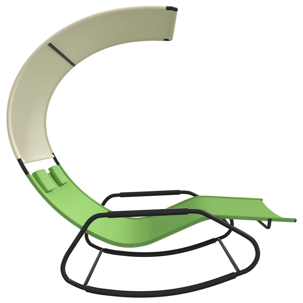 Tumbona Mecedora Doble Con Toldo Verde Y Crema_3