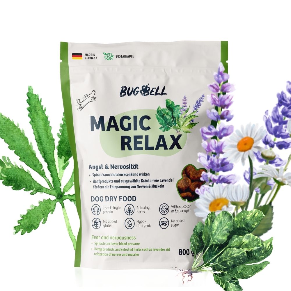 BugBell MagicRelax Pienso – Hipoalergénico, sin cereales, con proteína de insecto, cáñamo, hierbas y omega 3_0