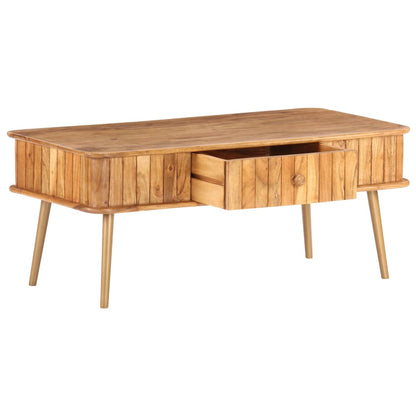 Mesa De Centro Madera Maciza De Acacia 100x50x40 Cm_0