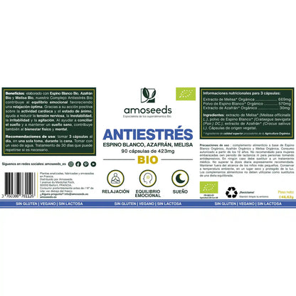 Complejo Antiestrés Bio, Espino Blanco, Azafrán, Melisa | 90 Cápsulas_4
