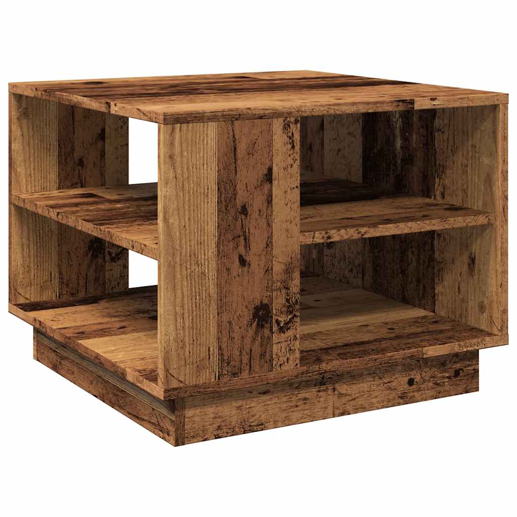 Mesa De Centro Madera Ingeniería Madera Envejecida 55x55x42 Cm_4