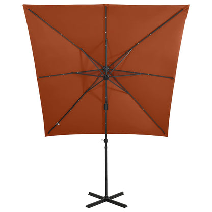 Vidaxl Sombrilla Jardín Voladiza Con Palo Y Luces Led Terracota 250 Cm_4