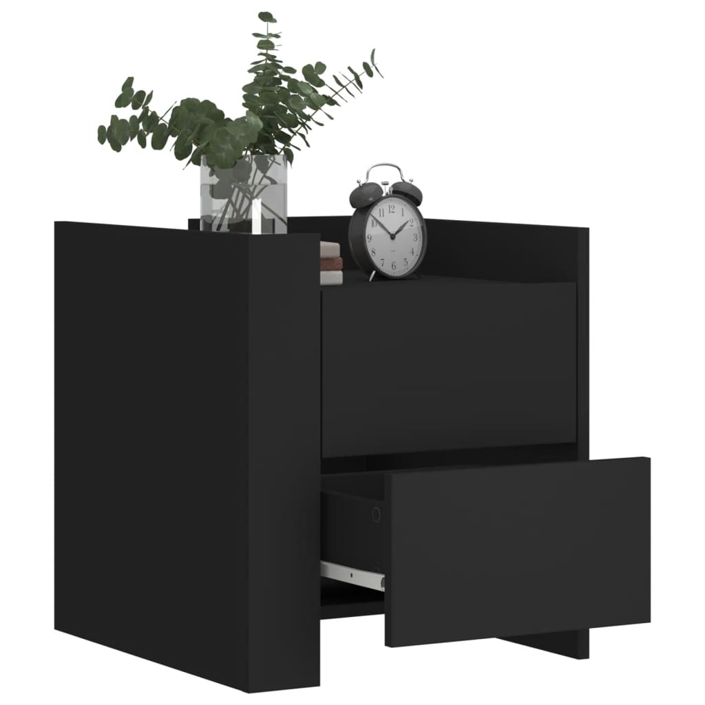 Mesita De Noche Madera De Ingeniería Negro 45x50x50 Cm_1