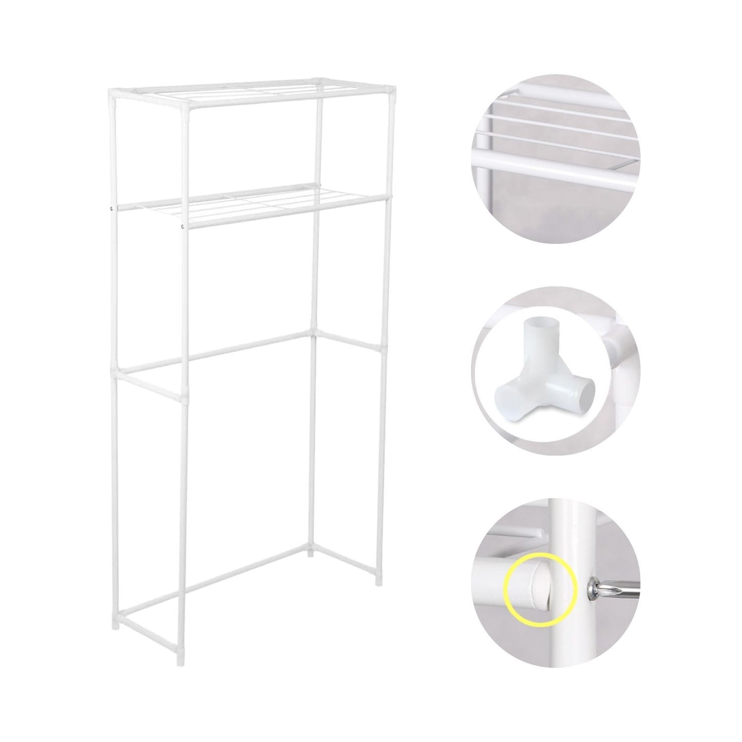 Estantería Metálica Blanca Para Baño 2 Baldas Salva Obstáculos 68x27,8x134_1