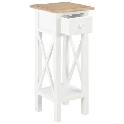 Mesa Auxiliar De Madera Blanca 27x27x65,5 Cm_0