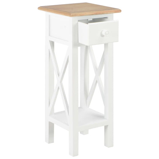 Mesa Auxiliar De Madera Blanca 27x27x65,5 Cm_0