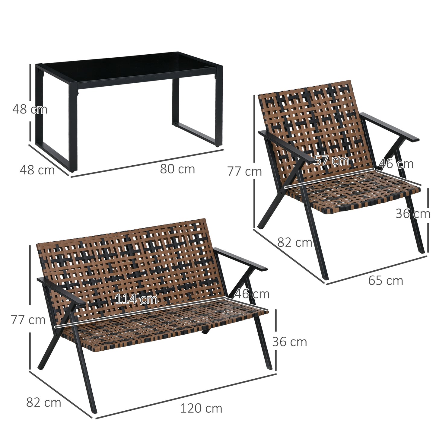 Outsunny Conjunto De Jardín De Ratán Sintético De 4 Piezas Marrón Y Negro_2