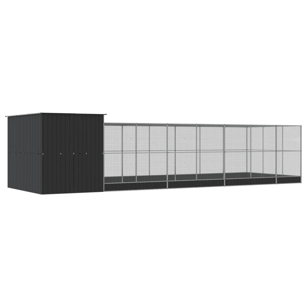 Vidaxl Pajarera Con Extensión Acero Plateado 911x303x216 Cm_4