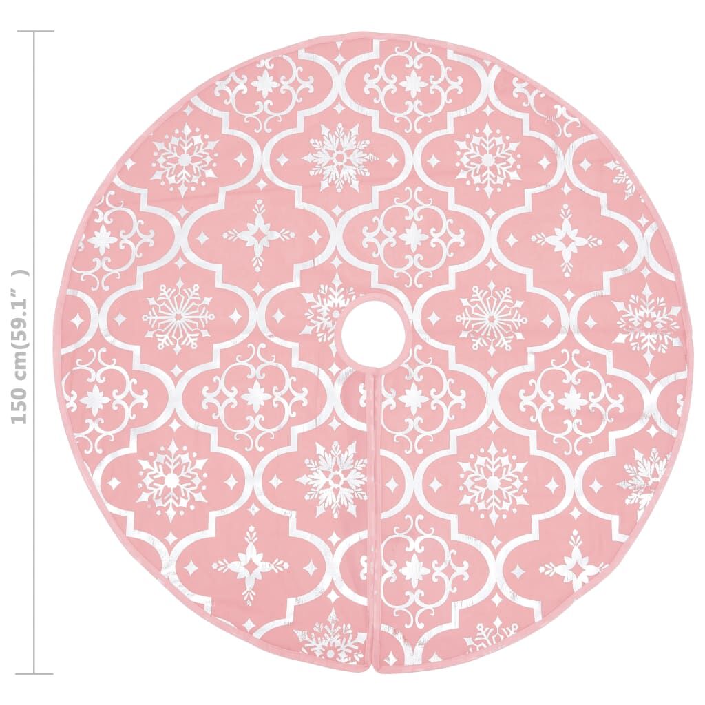 Vidaxl Falda Del Árbol De Navidad De Lujo Con Calcetín Tela Rosa 150cm_2