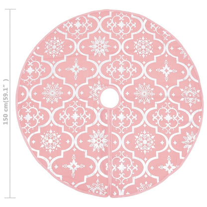 Vidaxl Falda Del Árbol De Navidad De Lujo Con Calcetín Tela Rosa 150cm_2