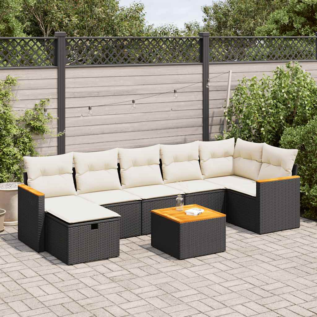 Set De Sofás De Jardín Y Cojines 8 Piezas Ratán Sintético Negro / Vetonek_3