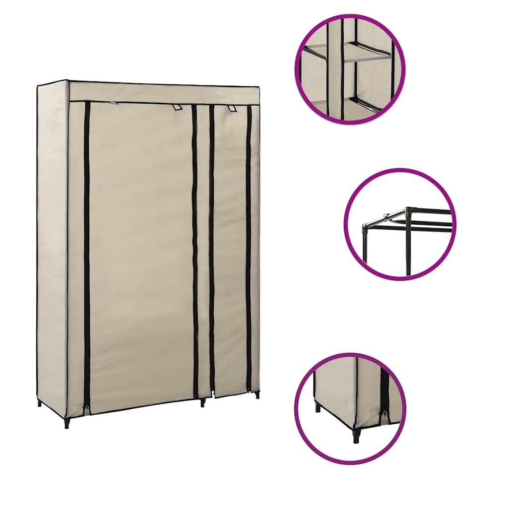Armario Plegable De Tela Color Crema 110x45x175 Cm_0