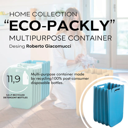 Set De 4x Contenedor Multiusos Plegable 25 Litros C/uno (100l Totales), En Plástico Reciclado, 45x30 Cms, En Color_1