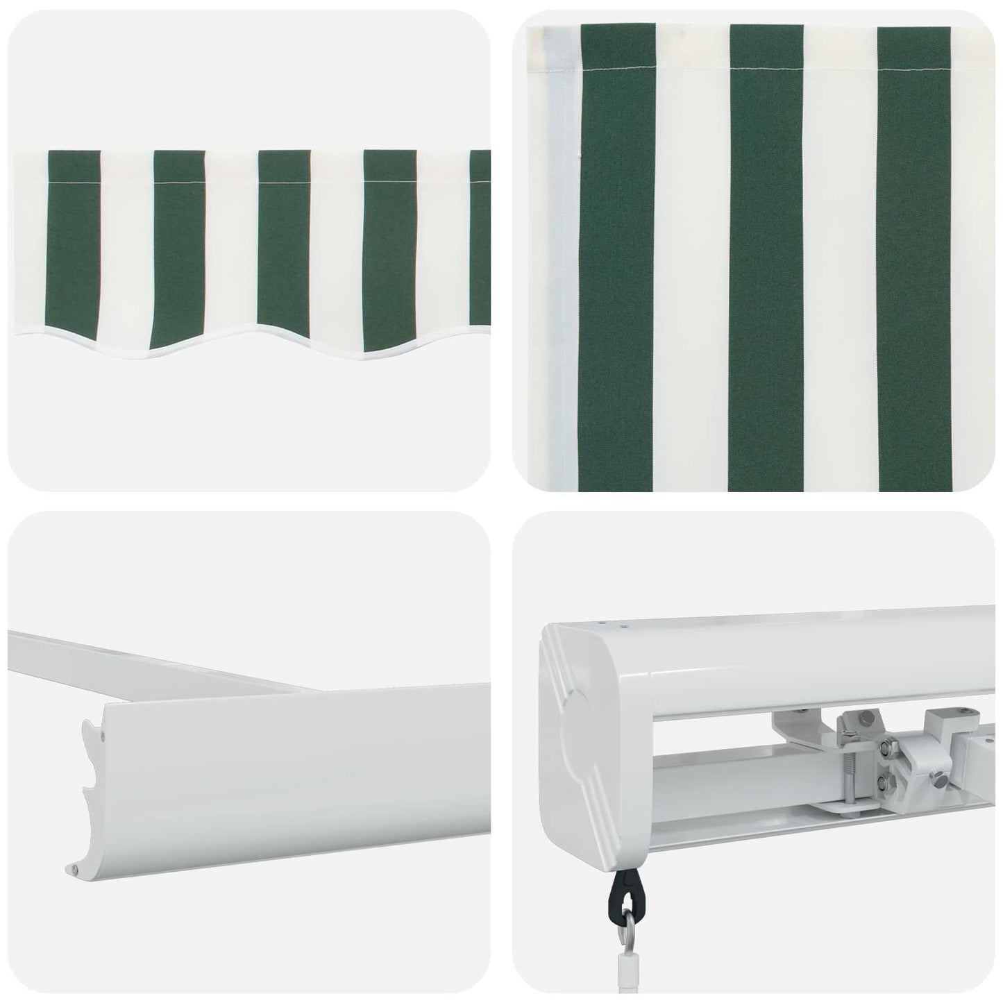 Toldo Retráctil Verde Y Blanco 500 X 300 Cm Lona Y Aluminio_3