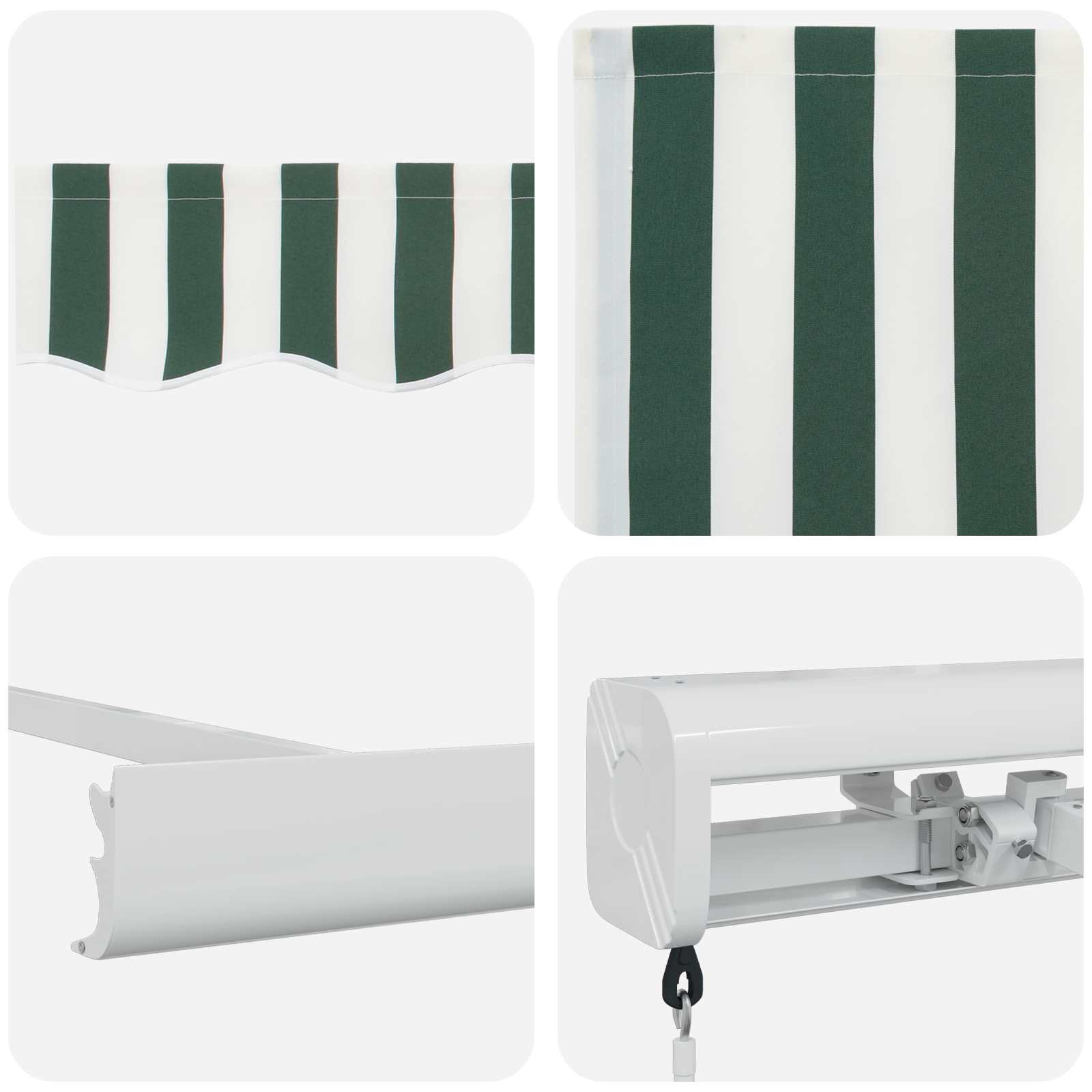 Toldo Retráctil Verde Y Blanco 500 X 300 Cm Lona Y Aluminio_3