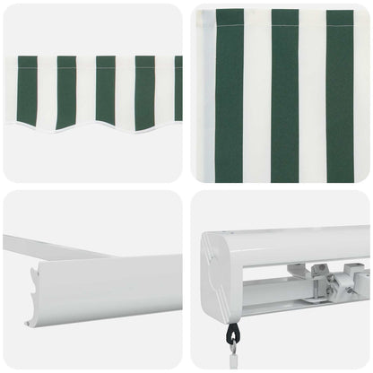 Toldo Retráctil Verde Y Blanco 500 X 300 Cm Lona Y Aluminio_3