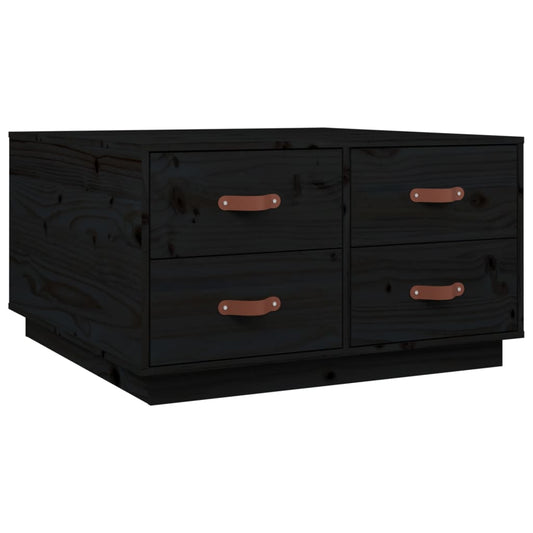 Mesa De Centro De Madera Maciza De Pino Negro 80x80x45 Cm_0